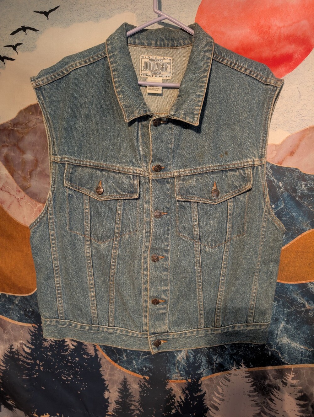 Vintage Jordache Denim Button Up Vest - Harley-Davidson Patch